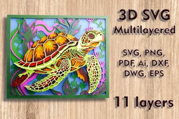 Download Sea Turtle 3d SVG Multilayer Laser Files - Multilayer Collection